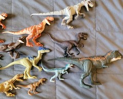 Big Jurassic World Toy Dino Lot Indominus T- Rex Mosasaurus Raptors Triceratops