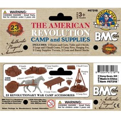 BMC Revolutionary War Camp & Supplies – 23pc Plastic Soldier Playset Accessories