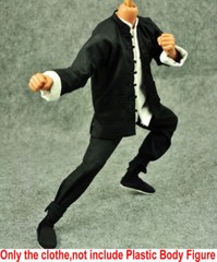1/6 Kung Fu Shirt Chinese Traditional Man Suit Clothes Black Fit 12in Figure Toy