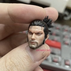 1/12 1/18 Samurai Miyamoto Musashi Head Carving For 6″ 3.75″ Action Figure Body