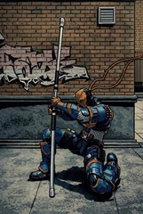 Deathstroke Batman Action Figure w/ Alt Head Hands Sword Staff