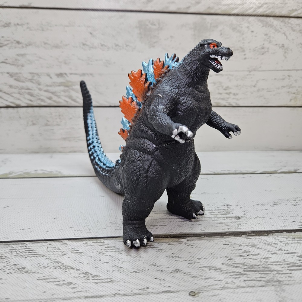 Soft Rubber Stuffed Godzilla Third Party Figure 6″ Orange Blue Spikes Read
