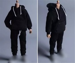 USA 1/12 Black Hoodie Pants Trousers Clothes For 6″ Male TBL Action Figure Body