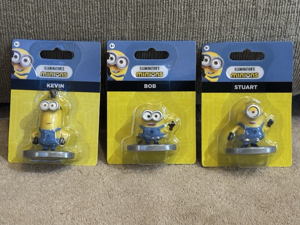 Illumination Minions Mini Figures Set of 3 (Kevin, Stuart, Bob) Factory Sealed