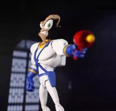 Earthworm Jim Action Figure Collection Game Peripherals Worm Body Jim Heads.