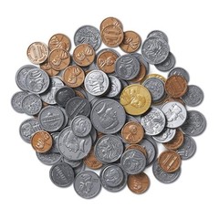 Realistic Play Money Set for Kids – 96 Plastic Coins for Learning & Play