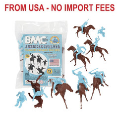 BMC Classic Marx Civil War Cavalry – 16pc Powder Blue Plastic Figure Playset
