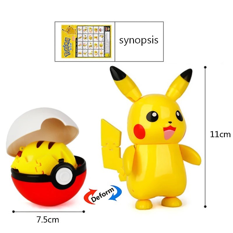 High Quality Pokemon Ball Deformation Toy Pikachu Mewtwo Gyarados Pocket Monster