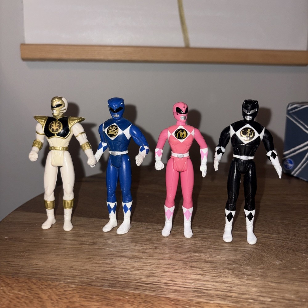 1995 Power Rangers Toy Figure Lot Saban VtG MMPR White Pink Blue Black 4 Inches