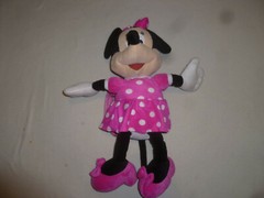 DISNEY MINNIE MOUSE PLUSH DOLL BACKPACK 19″ DARK PINK WHITE POLKA DOT DRESS KID