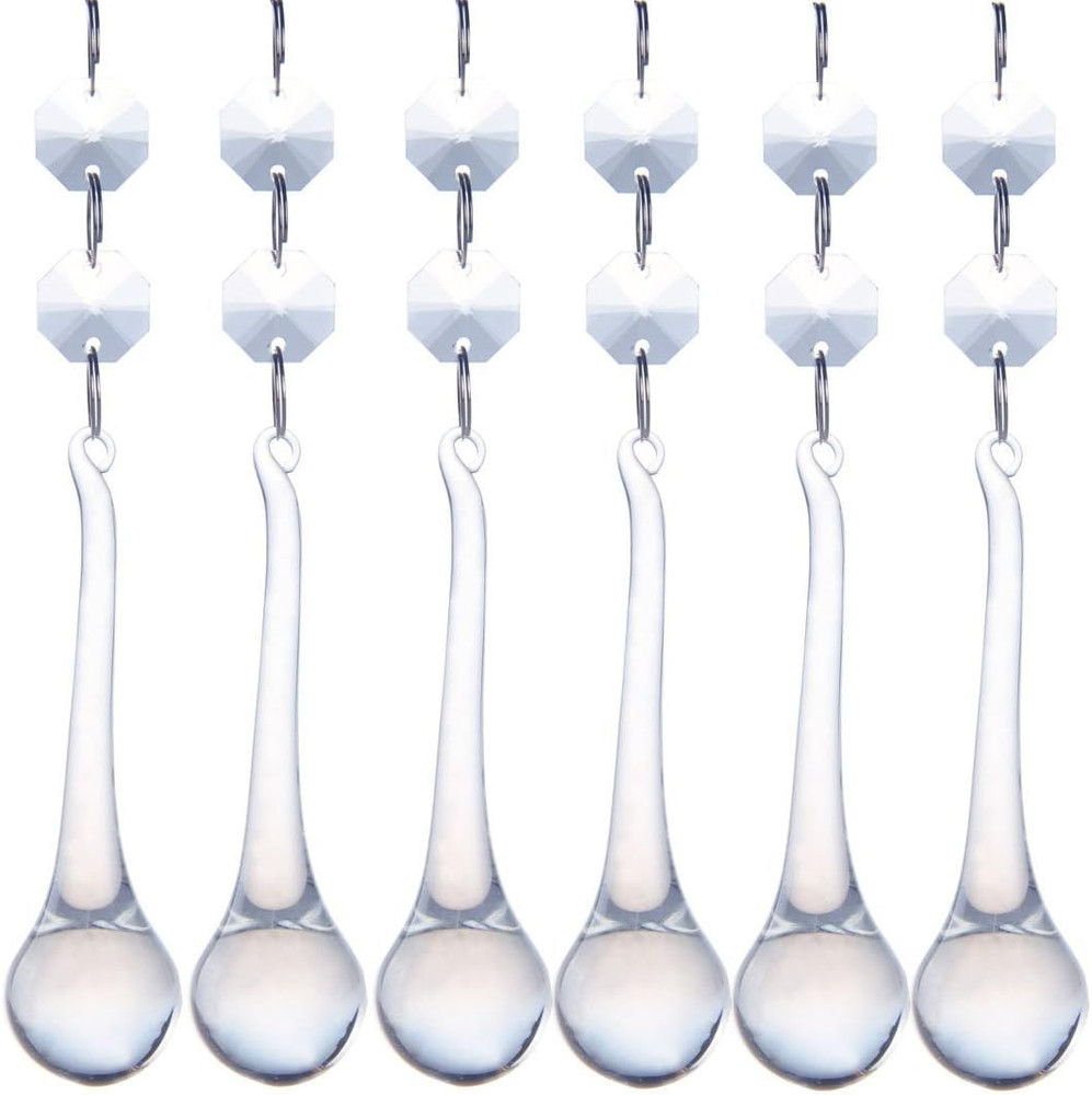 H&D 10pcs 5.3″ Crystal Raindrop with Octagon Beads Chandelier Prisms Pendants La