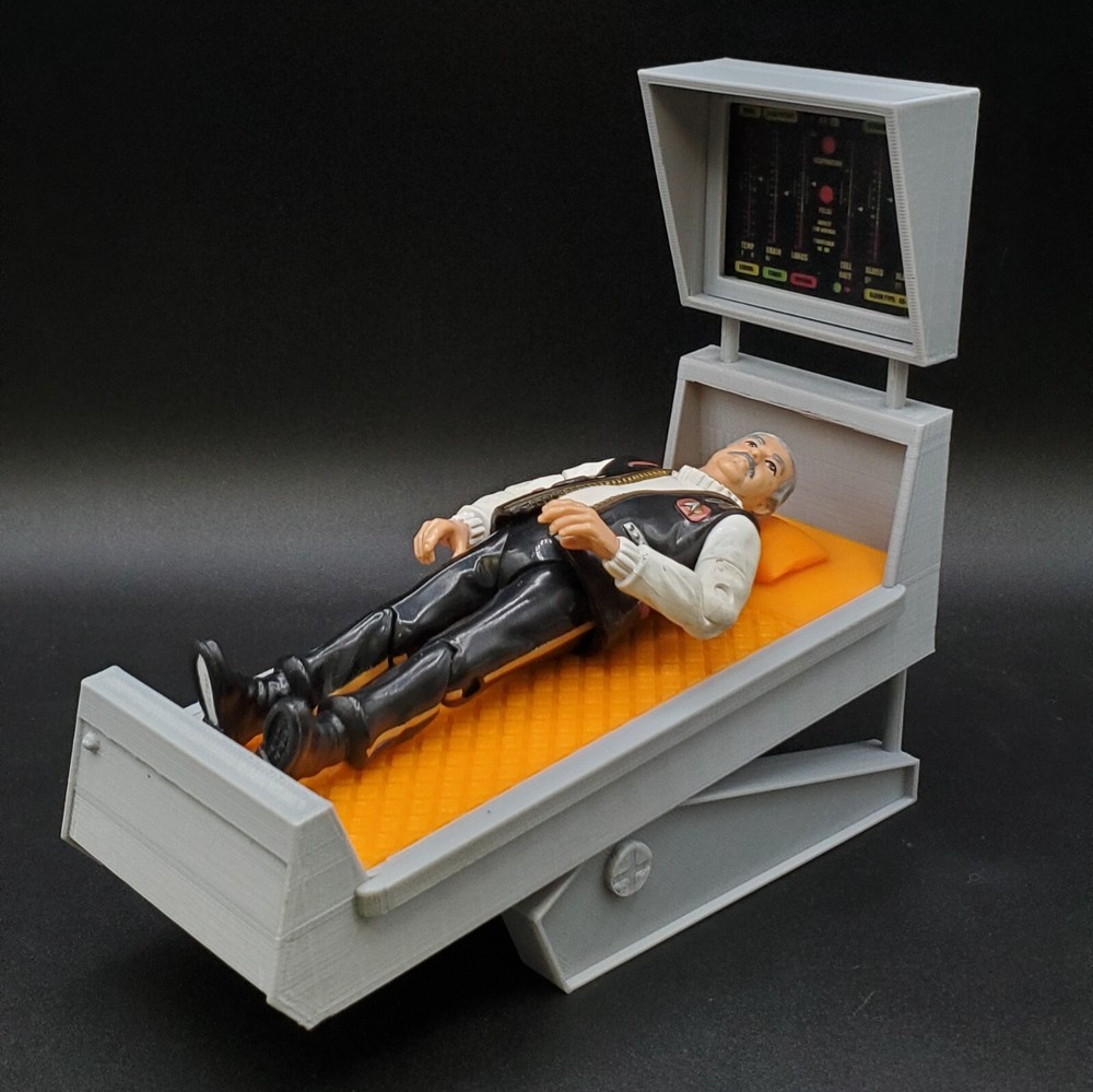 CUSTOM PLAYMATES STAR TREK MEDICAL BED for 4.5″ FIGURE DIORAMA PROP