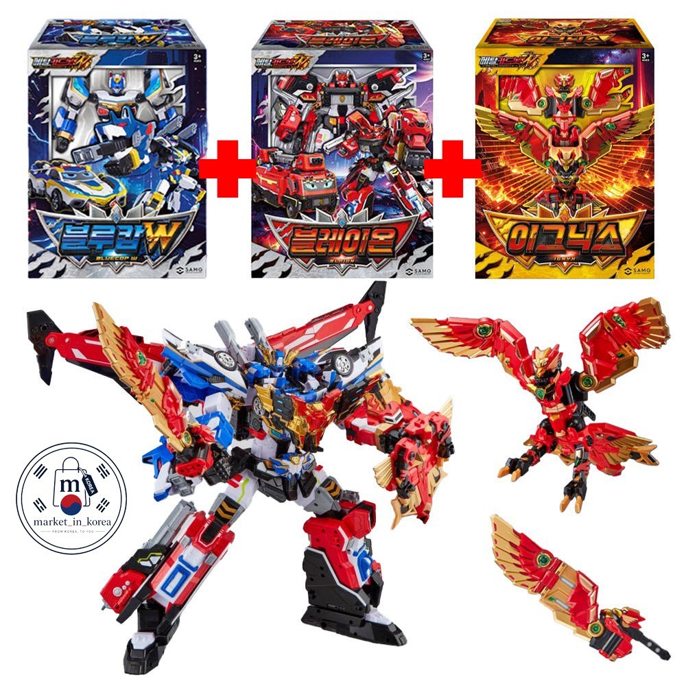 Metal Cardbot W Season 3 Ignix + Blaion + Blue Cop W Set Transformer Robot Toy 2