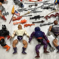 MOTU He Man Huge Lot Gray Skull Castle Weapons 18 Figures Mantisaur Stridor