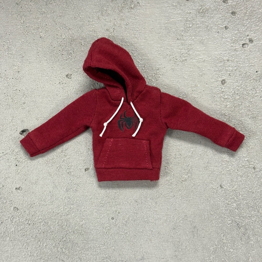 PB-HDST-MO: 1/12 dark red hoodie for Marvel Legends Spiderman Morales slim body