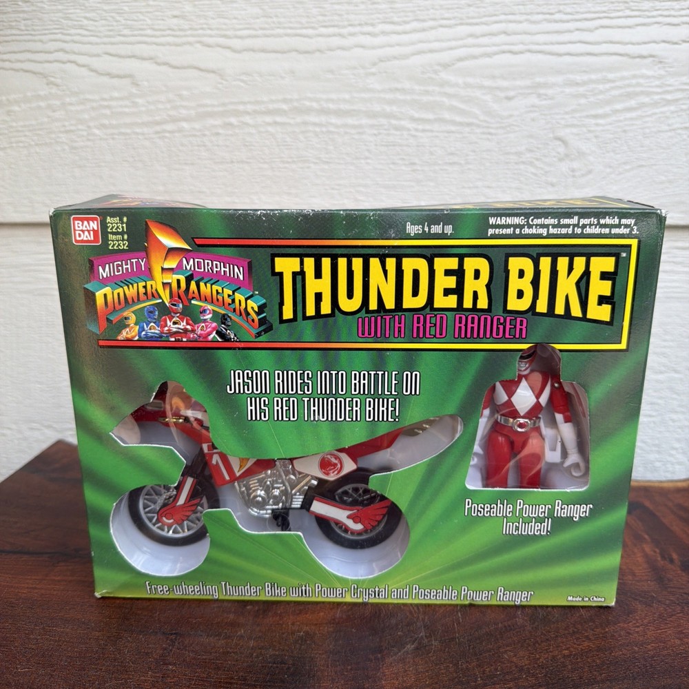 Vintage Power Rangers THUNDER BIKE w/ RED RANGER 1994 Bandai – Box Damage NOS