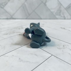 Gray Barbie Doll Size Pet Japanese Beckoning Tabby Lucky Cat Toy Figure