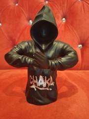 CHAKA FIGURE TOY BLACK HOODIE ‘”CHAKA” TAG FRONT AND BACK 9″ SCALE PLASTIC