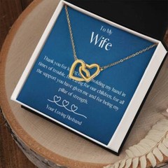 Gift for Wife from Husband, Interlocking Heart Necklace