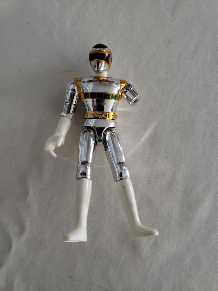 VTG Power Rangers In Space Galaxy Glider Silver Ranger 4.75″ 1997 DAMAGED