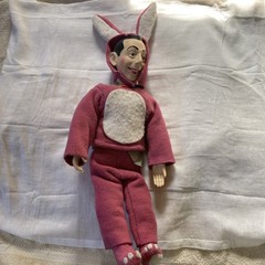 Vintage Pee Wee Herman Pull String Talking Doll 18″ Voice Distorted w/Bunny Suit