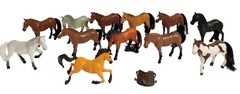 Lot of 12 Play Toy Horse Figurines Vintage & Modern Approx. 3 in + Saddle