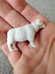 Ubranded hard PVC plastic albino white red eyes ram farm animal mini 2″