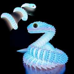 24In 3D Printed Snake,Flexible 3D Printed Animal,Articulated 3D Printed Crystal