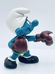 Smurfs Vintage Super Boxer Smurf Boxing Knockout PVC Figure Toy Figurine 1980