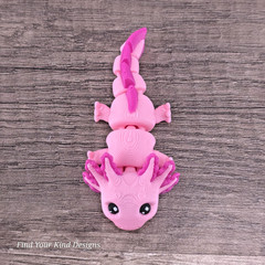 Mini Axolotl 3D Printed Articulated Flexi Fidget Desk Pet Toy 2.5 Inch