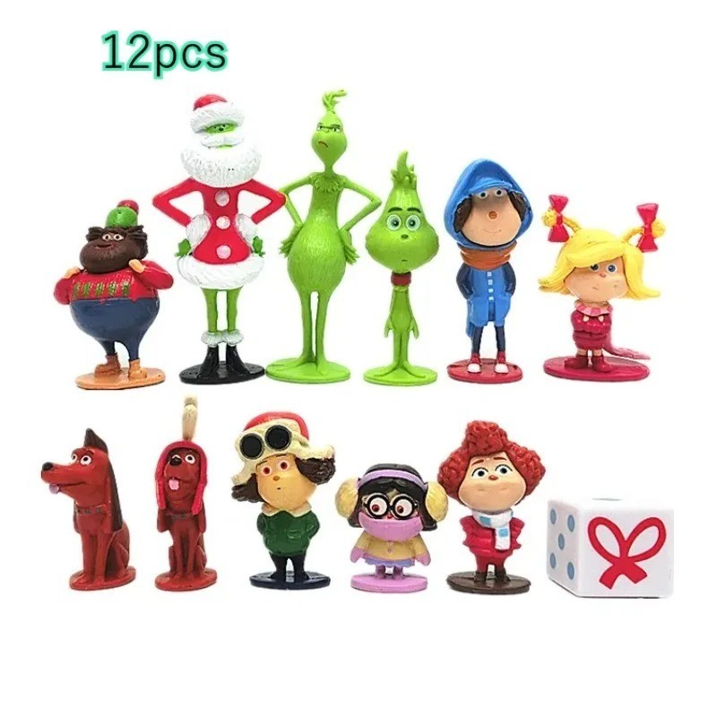 12PCS Grinch Figure Set How the Grinch Stole Christmas Mini PVC Collectible Toy