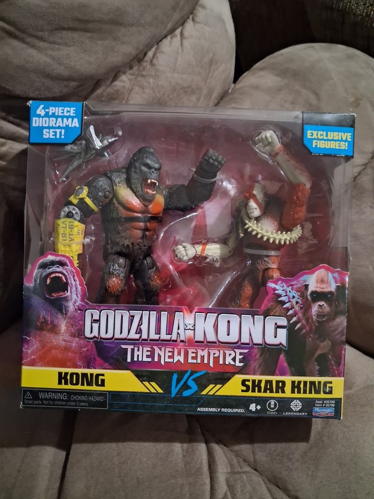 Godzilla x Kong The New Empire Kong vs Shar King Figures 4pc Diorama Set PlsRead