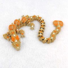 3D Printed Articulated Pumpkin Spice Cookie Dragon – Cozy Fall Decor