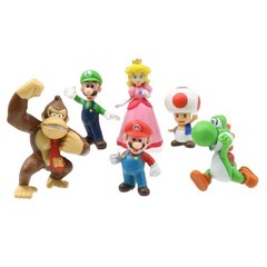 6 Pcs Set B Super Mario Bros Toy Figures Luigi Toad Yoshi Cake Toppers Party
