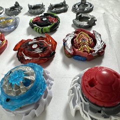 Bay Blades Lot Of 8 Bayblades Plus Parts and launchers