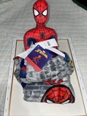 Marvel Spider-Man Fleece Throw Blanket with An Attached Plush Toy Brand New NWT