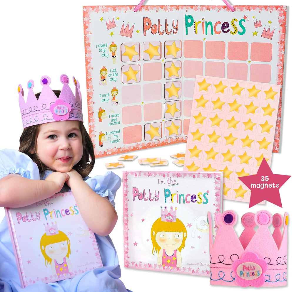 Potty Princess Training Set – Multicolor, 3-Piece Adjustable Set – Magnetic Pott