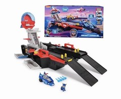 Paw Patrol Mighty Movie Aircraft Carrier HQ + 7 Vehicles & Characters