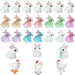 Complete 36-Piece Easter Mini Animals Set – Pastel Resin Rabbits, Eggs, Chickens