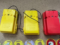 Vintage Pokemon BattPoke Ball Blaster Toys 1 Red 2 Yellow – 30 Discs – Pikachu