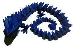 3D Printed Crystal Dragon -PLA- Black and Blue – 2 Ft Long – Articulated dragon
