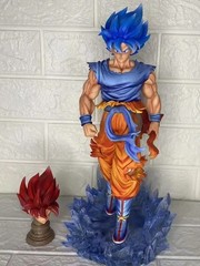 Dragon Ball Super Sanya Goku Blue Red Wukong 33cm LED Anime Statue Figure