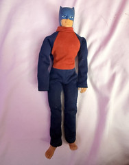 Vintage 1974 Mego Batman Action Figure w/ Cloth Outfit Blue/Red Plastic Fabric
