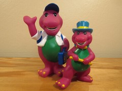 Vintage 1992 Lyons Group Barney Purple Dinosaur Coin Piggy Bank Back to School +