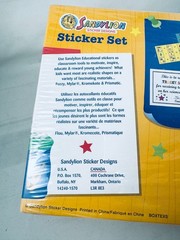Sandylion box sticker set. 6 rolls. Balloon Apple Foot Stars Insects. NEW