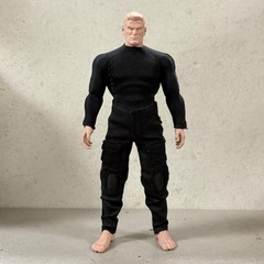 PB-PN-SET: 1/12 Black compression shirt & tactical pants for 6″ muscular body