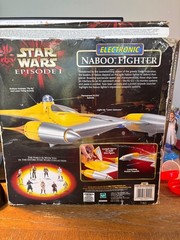 1999 Star Wars Episode 1 Electronic Naboo Fighter Vehicle Hasbro Damaged Box