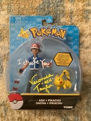 Veronica Taylor signed Pokemon Ash Ketchum + Pikachu Figures Tomy 2017 BAS