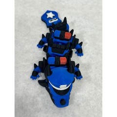 3D Printed Articulated Police Dragon Blue Black Flexible Figurine Toy 5.5 Inch