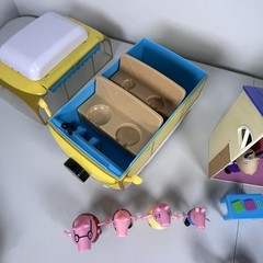 2003 Vintage Peppa Pig School Playhouse Camper Van Figures Toy Bundle Lot